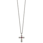 Shey Couture Sterling Silver with 14K Accent 18 Inch Antiqued Cushion Bezel Amethyst Cross Necklace