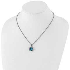 Shey Couture Sterling Silver with 14K Accent 18 Inch Antiqued Round Swiss Blue Topaz Necklace