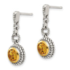 Sophia Jewelers Sterling Silver Gold-Plated Citrine Dangle Earrings Vintage Style