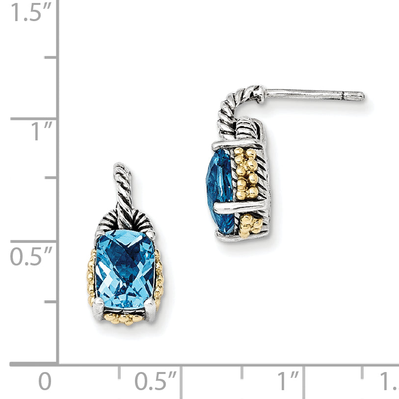 Sophia Jewelers Two-Tone 14K Gold Sky Blue Topaz Drop Earrings Secondary image