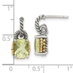 Sterling Silver 14K Gold Lemon Quartz Dangle Earrings Elegantly Polished