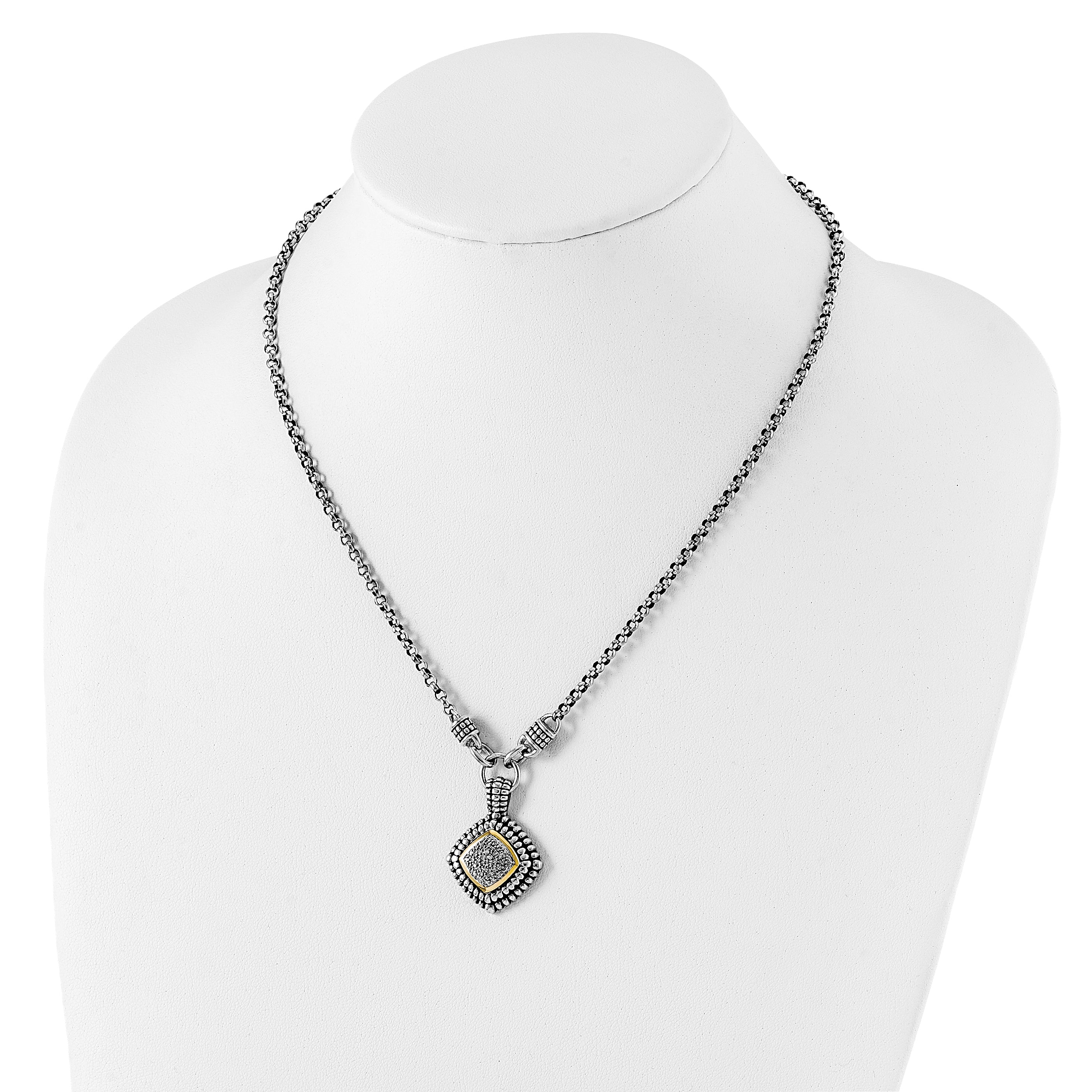 Shey Couture Sterling Silver with 14K Accent 17 Inch Antiqued Diamond Necklace