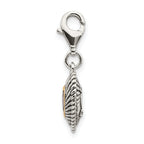 Shey Couture Sterling Silver with 14K Accent Antiqued Amethyst Antiqued Heart with Lobster Clasp Charm