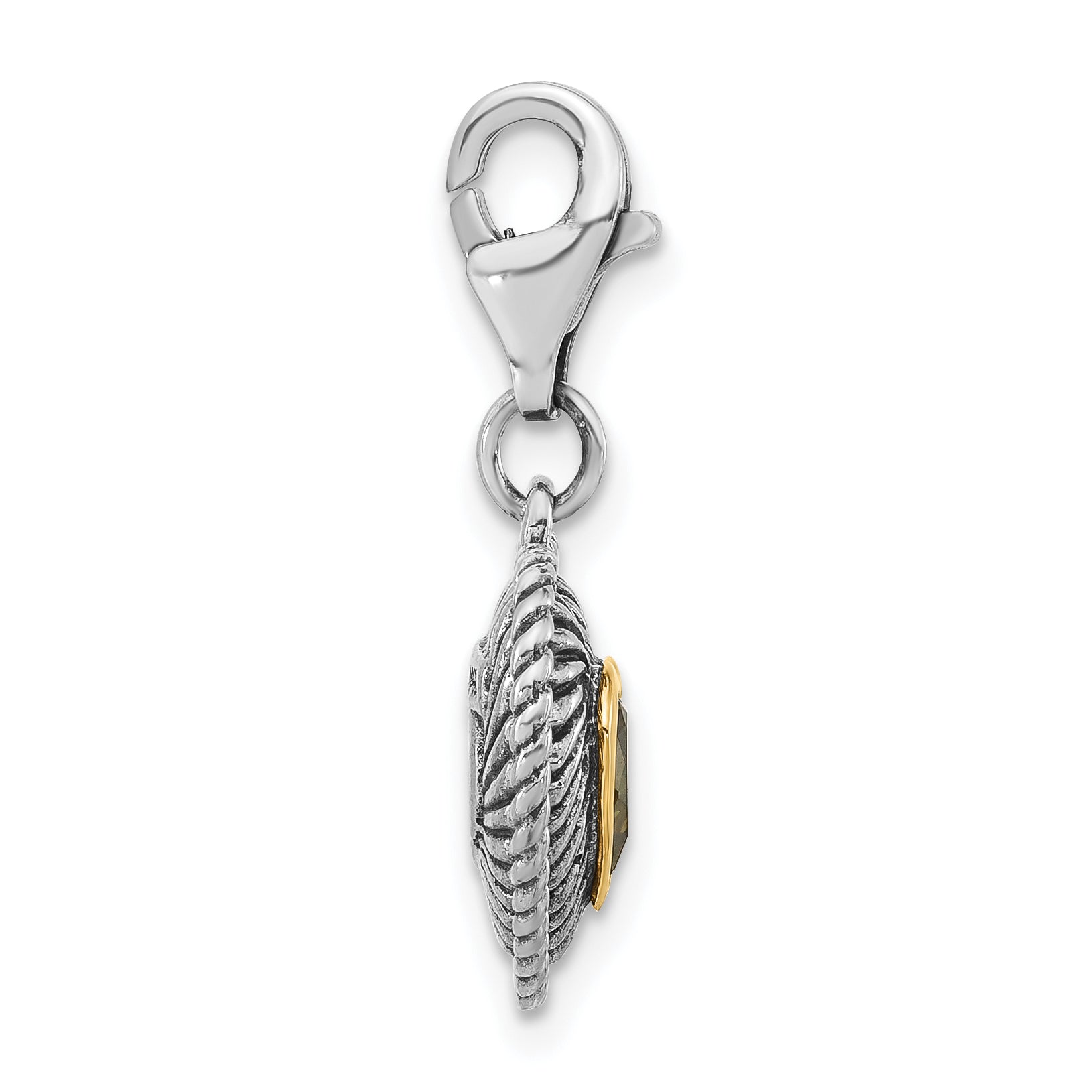 Sterling Silver w/14k Lemon Quartz Antiqued Charm Secondary image