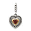 Shey Couture Sterling Silver with 14K Accent Antiqued Heart Shaped Garnet with Lobster Clasp Heart Charm
