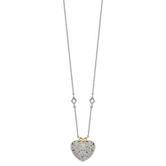 Shey Couture Sterling Silver Rhodium-plated with 14K Accent 18 Inch Diamond Vintage Heart Necklace