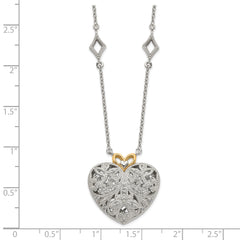 Shey Couture Sterling Silver Rhodium-plated with 14K Accent 18 Inch Diamond Vintage Heart Necklace