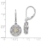 Sophia Jewelers Vintage Sterling Silver 14K Gold Diamond Dangle Earrings