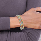 Shey Couture Sterling Silver 14K Accent Multi-Gemstone Antiqued Cuff Bracelet