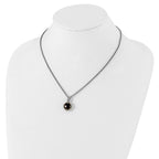 Shey Couture Sterling Silver with 14K Accent 18 Inch Antiqued Checkerboard Cushion Garnet Necklace