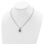 Shey Couture Sterling Silver with 14K Accent 18 Inch Antiqued Cushion Pink Quartz Necklace