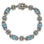 Shey Couture Sterling Silver with 14K Accent 7.5 Inch Antiqued Cushion Swiss Blue Topaz Bracelet