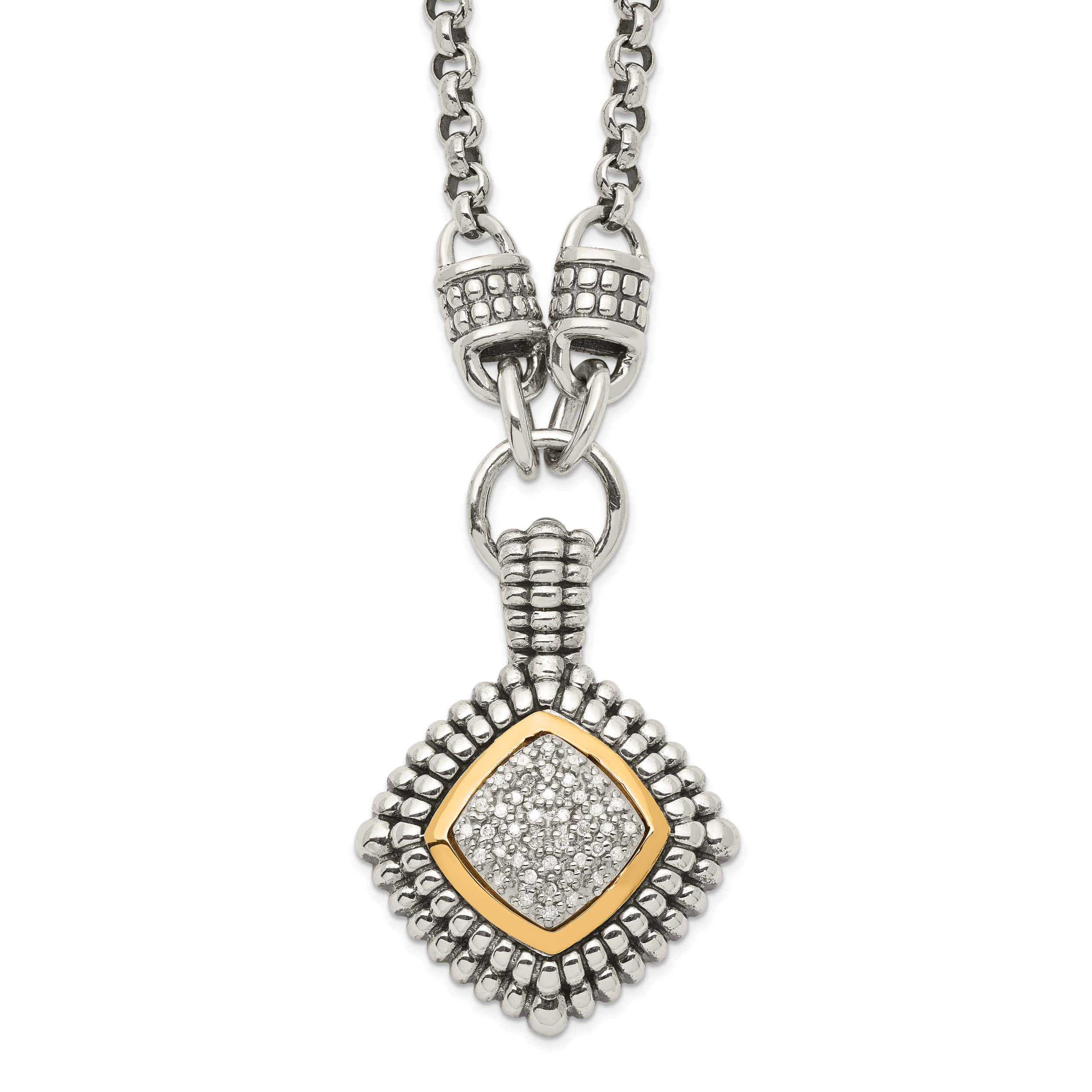 Shey Couture Sterling Silver with 14K Accent 17 Inch Antiqued Diamond Necklace Main image