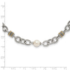 Shey Couture Sterling Silver with 14K Accent 18.5 Inch Antiqued 8-8.5mm Freshwater Cultured Pearl Necklace
