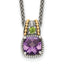 Shey Couture Sterling Silver with 14K Accent 18 Inch Antiqued Cushion 1.85 Amethyst and .21 Peridot Necklace