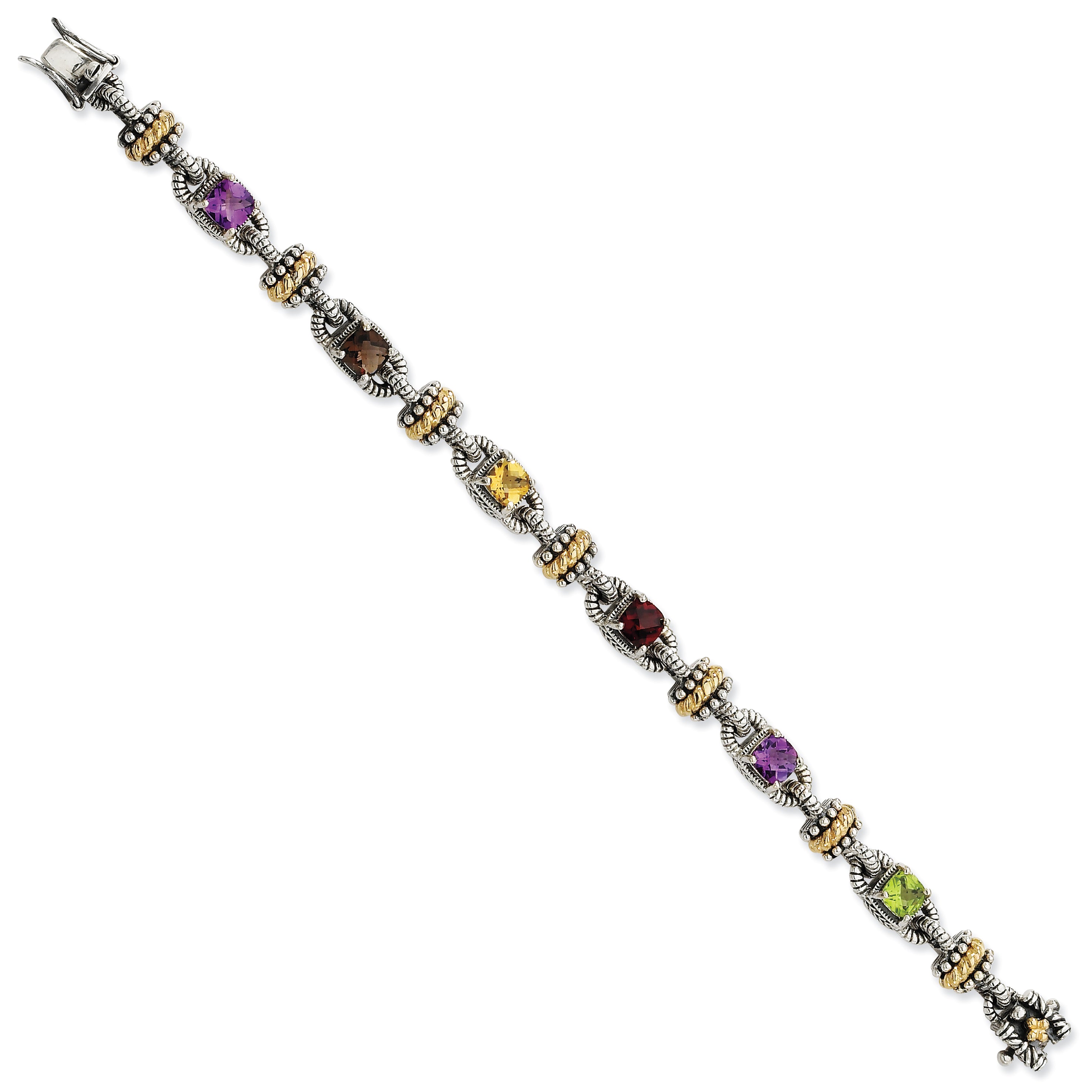 SS w/14k Multi Gem 7.5in Bracelet Main image