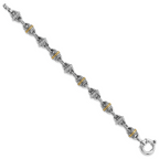 Sterling Silver w/14k Accent Antiqued Fancy Link Bracelet