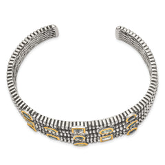 Sterling Silver Gold-Plated Blue Topaz Women's Cuff Bracelet by Shey Couture