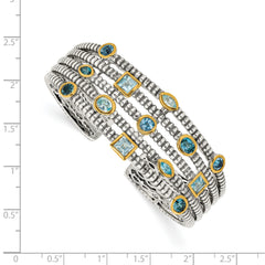 Sterling Silver Gold-Plated Blue Topaz Women's Cuff Bracelet by Shey Couture