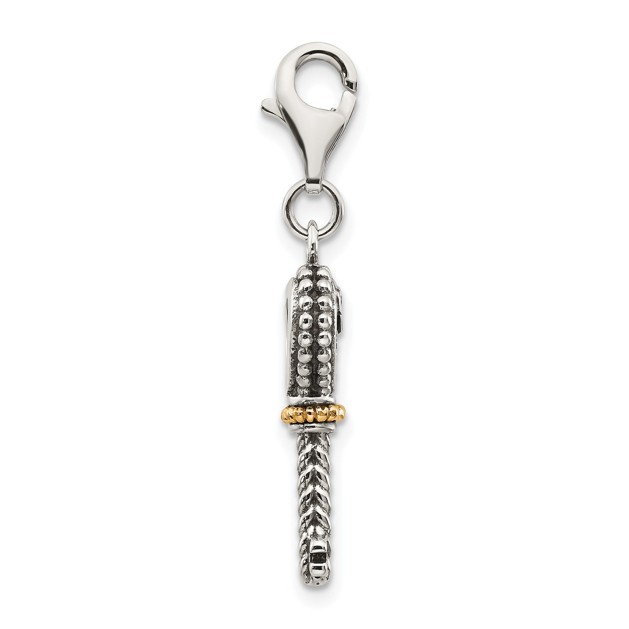 Shey Couture Sterling Silver with 14K Accent Antiqued Heart Citrine Key with Lobster Clasp Charm Secondary image