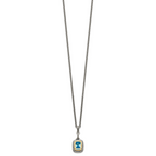 Shey Couture Sterling Silver with 14K Accent 18 Inch Antiqued Cushion Bezel Swiss Blue Topaz Necklace
