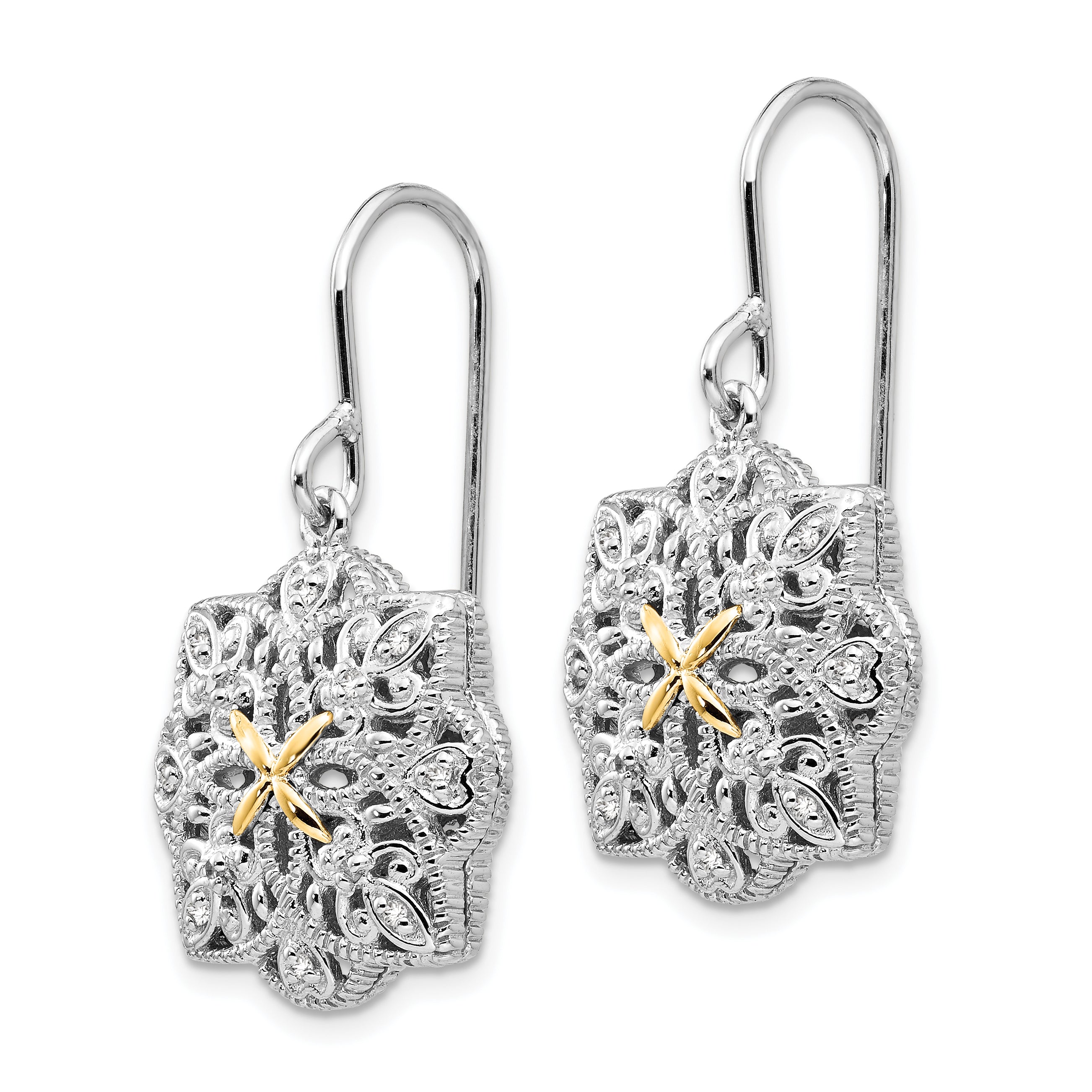 Shey Couture Sterling Silver Vintage Diamond Dangle Earrings with 14K Accents