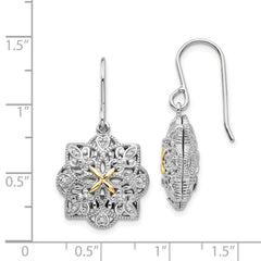Shey Couture Sterling Silver Vintage Diamond Dangle Earrings with 14K Accents