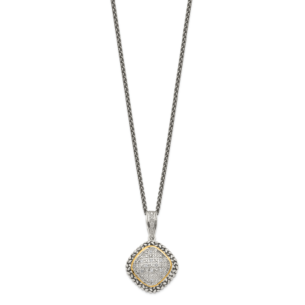 Shey Couture Sterling Silver with 14K Accent 18 Inch Antiqued Diamond Necklace