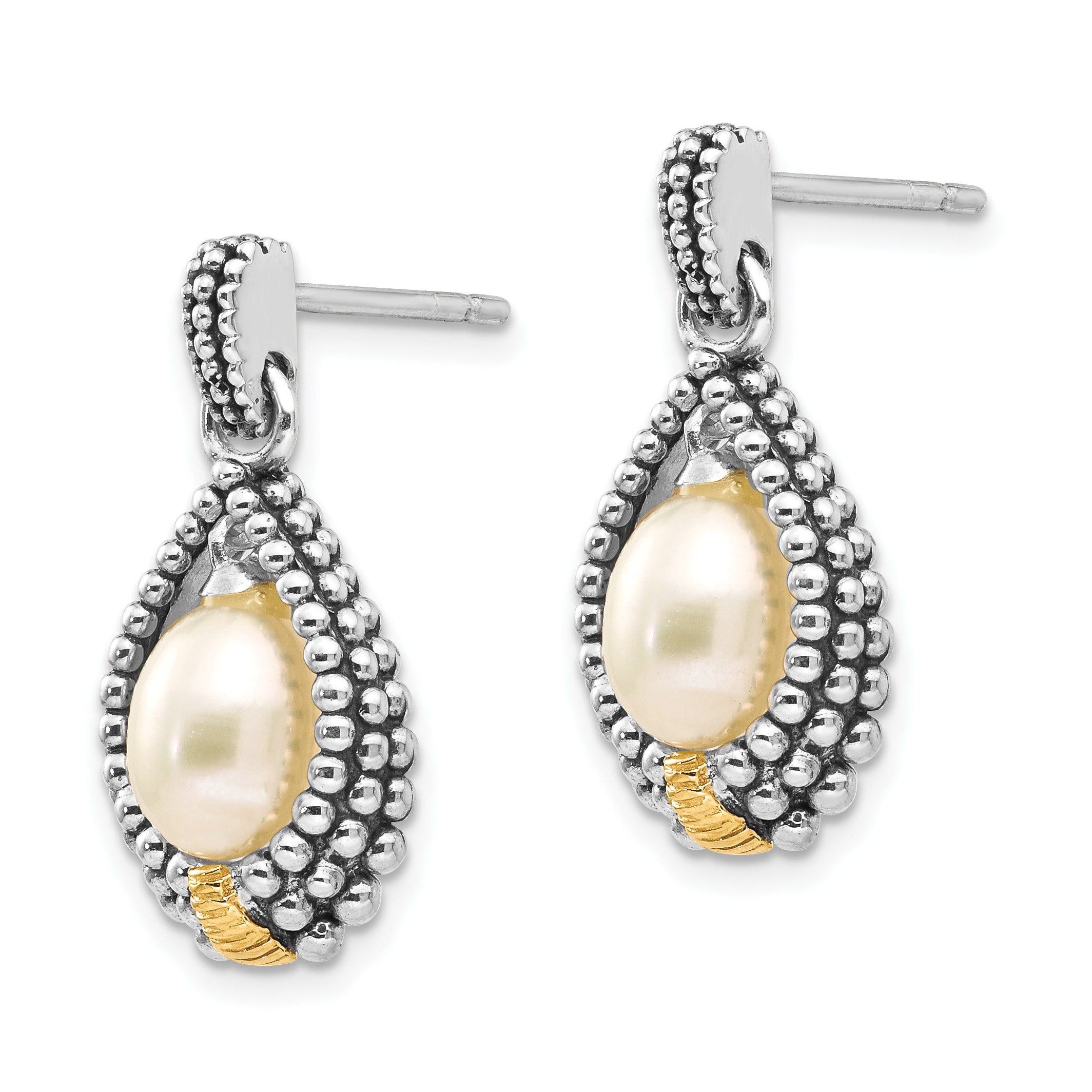 Shey Couture Sterling Silver and 14K Gold Pearl Drop Earrings Secondary image