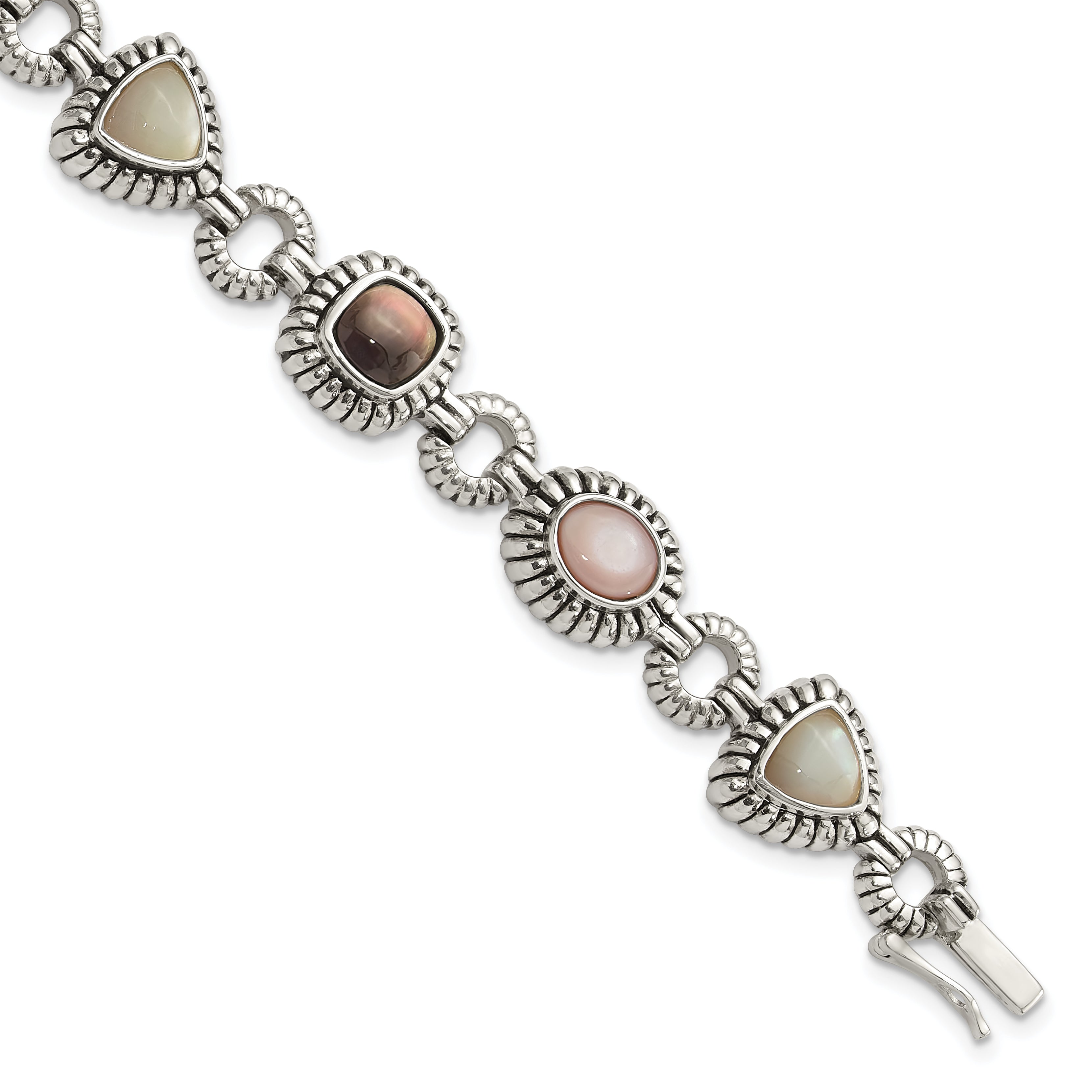 Shey Couture Sterling Silver 7.75 Inch Antiqued Pink/Black/White Mother of Pearl Bracelet Main image