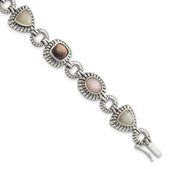 Shey Couture Sterling Silver 7.75 Inch Antiqued Pink/Black/White Mother of Pearl Bracelet