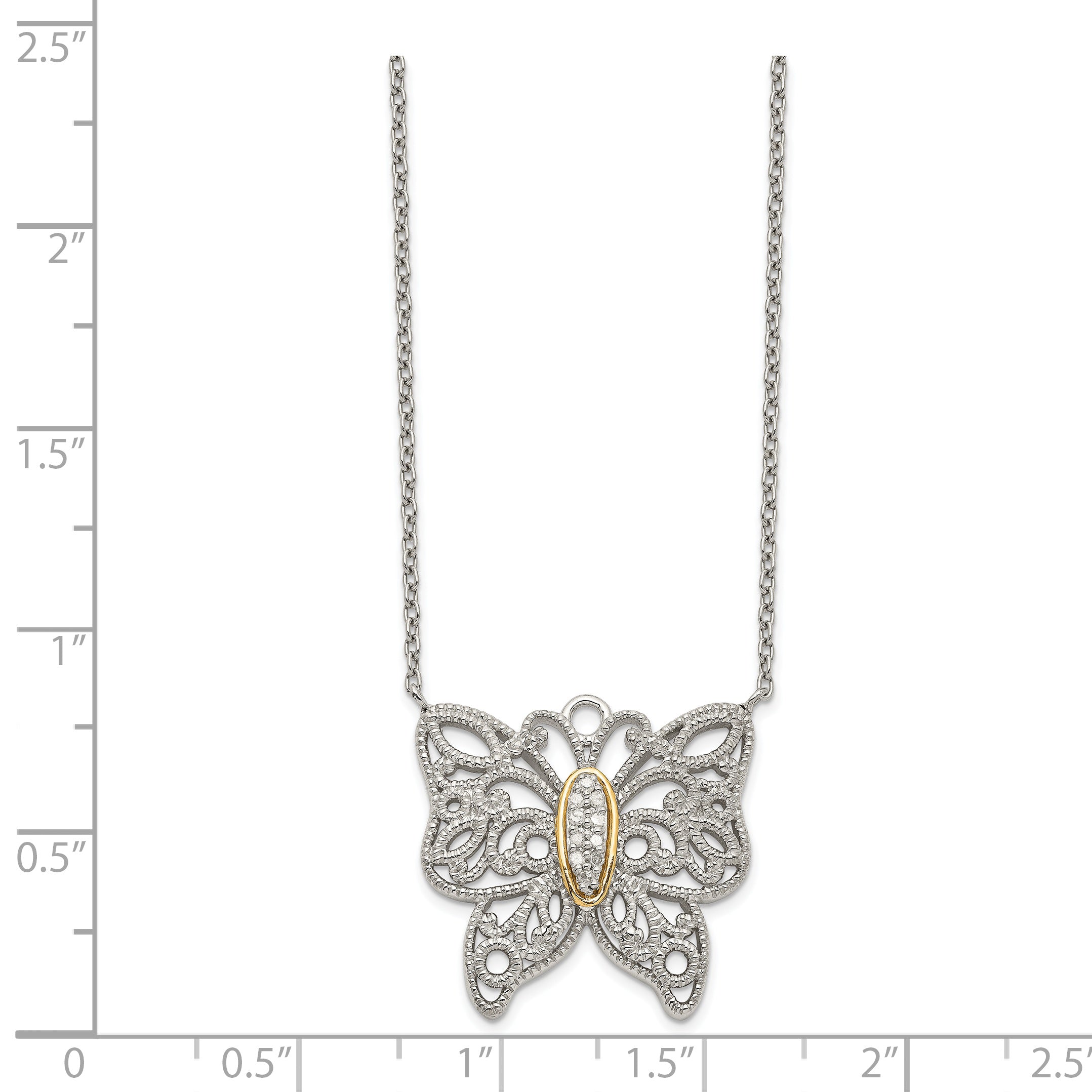 Shey Couture Sterling Silver and 14K Gold Diamond Butterfly Necklace Secondary image