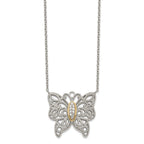 Shey Couture Sterling Silver Rhodium-plated with 14K Accent 18 Inch Diamond Butterfly Necklace