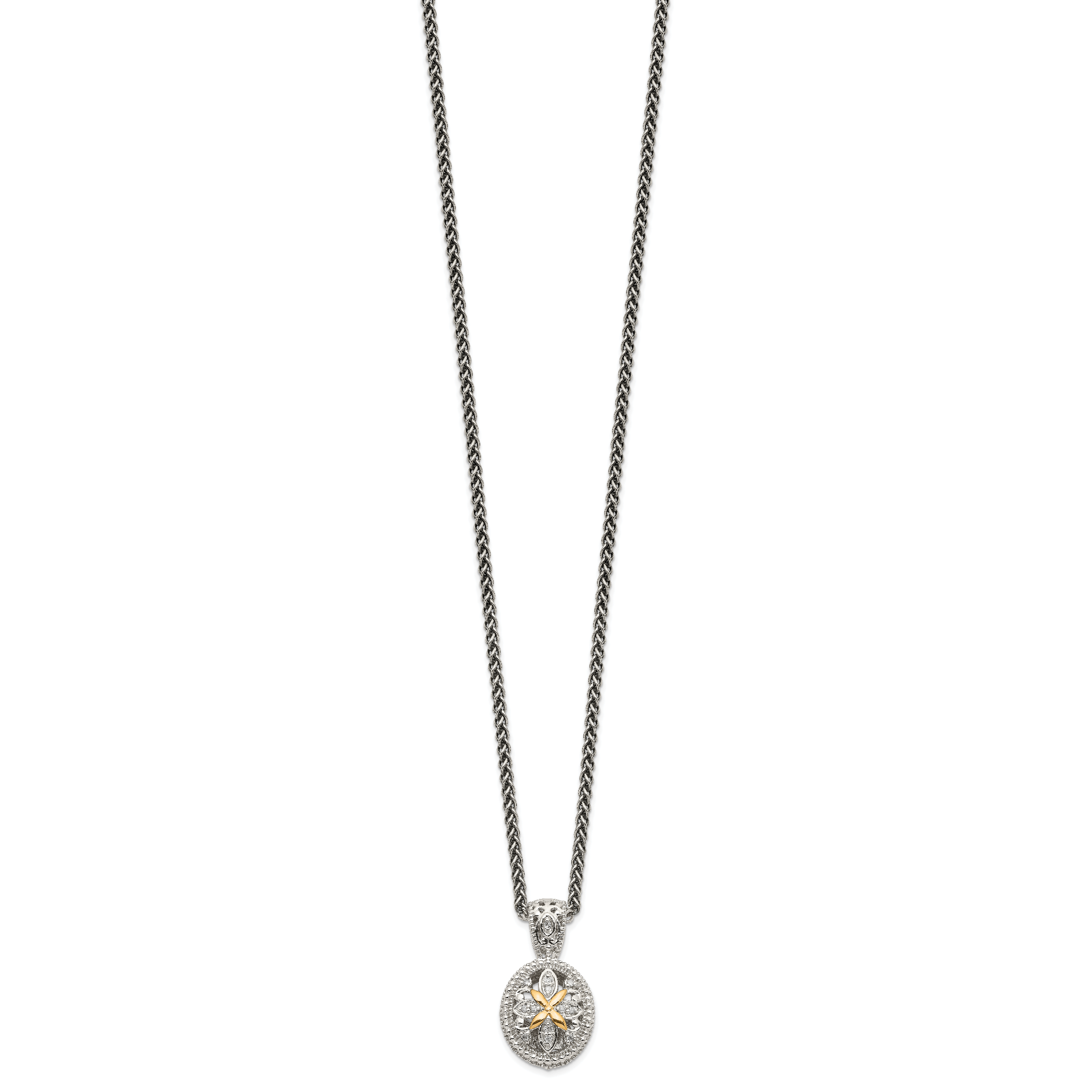 Shey Couture Sterling Silver Antiqued with 14K Accent 18 Inch Diamond Necklace Secondary image