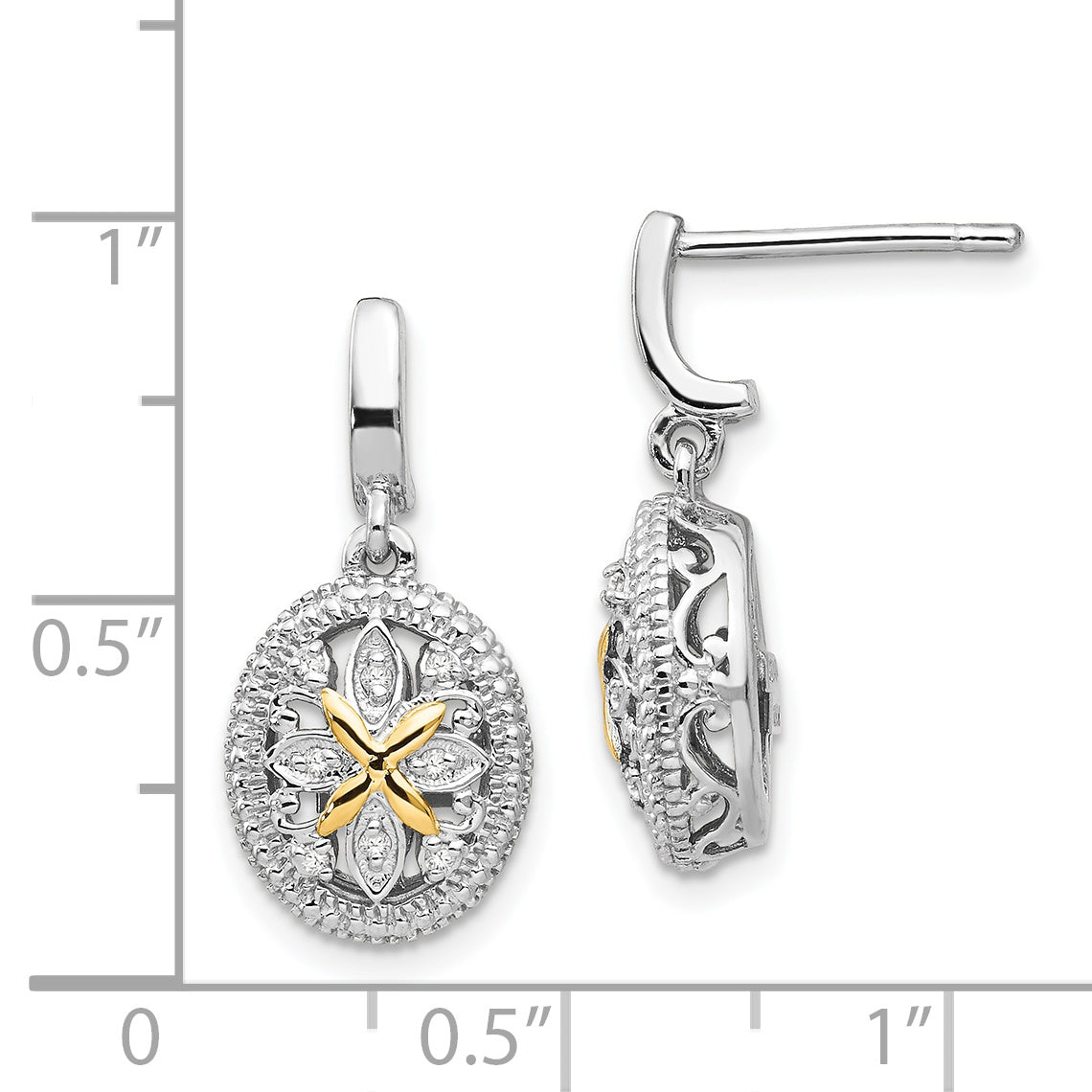 Shey Couture Sterling Silver Diamond Dangle Earrings with 14K Gold Accents
