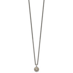 Shey Couture Sterling Silver Antiqued with 14K Accent 18 Inch Diamond Round Pendant Necklace