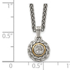 Shey Couture Sterling Silver Antiqued with 14K Accent 18 Inch Diamond Round Pendant Necklace