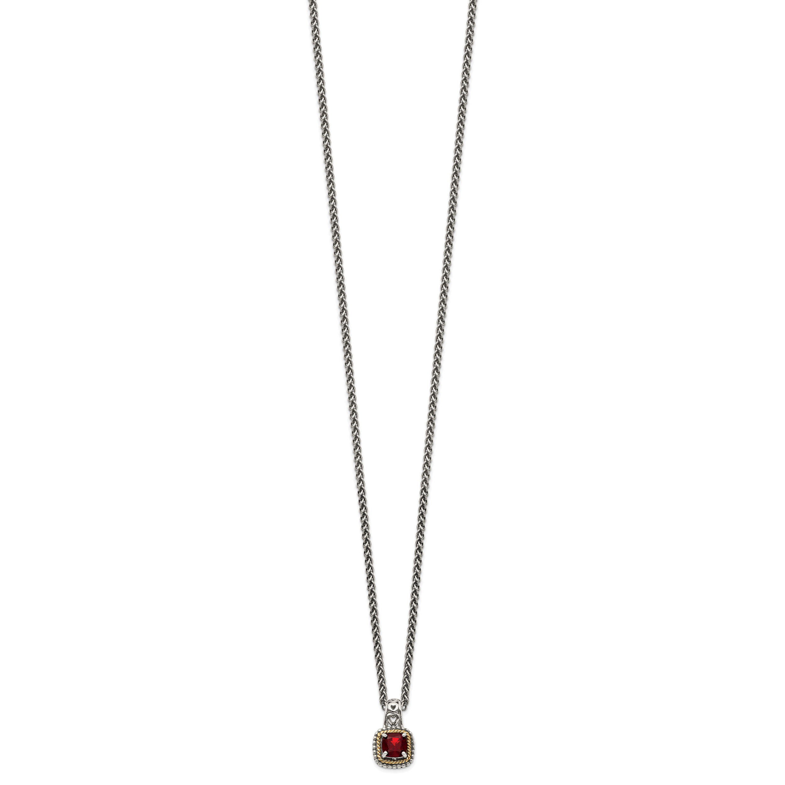 Shey Couture Sterling Silver with 14K Accent 18 Inch Antiqued Cushion Garnet Necklace Secondary image