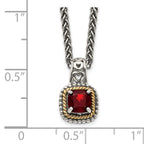 Shey Couture Sterling Silver with 14K Accent 18 Inch Antiqued Cushion Garnet Necklace