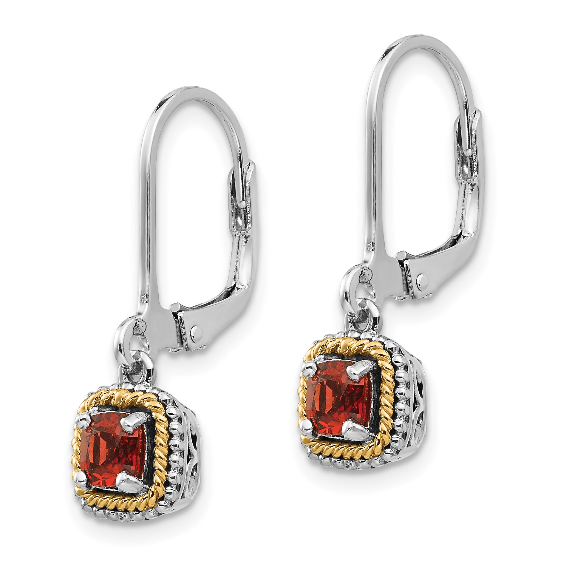 Sophia Jewelers Sterling Silver Garnet Earrings with 14K Gold Accents Secondary image