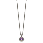 Shey Couture Sterling Silver with 14K Accent 18 Inch Antiqued Cushion Amethyst Necklace