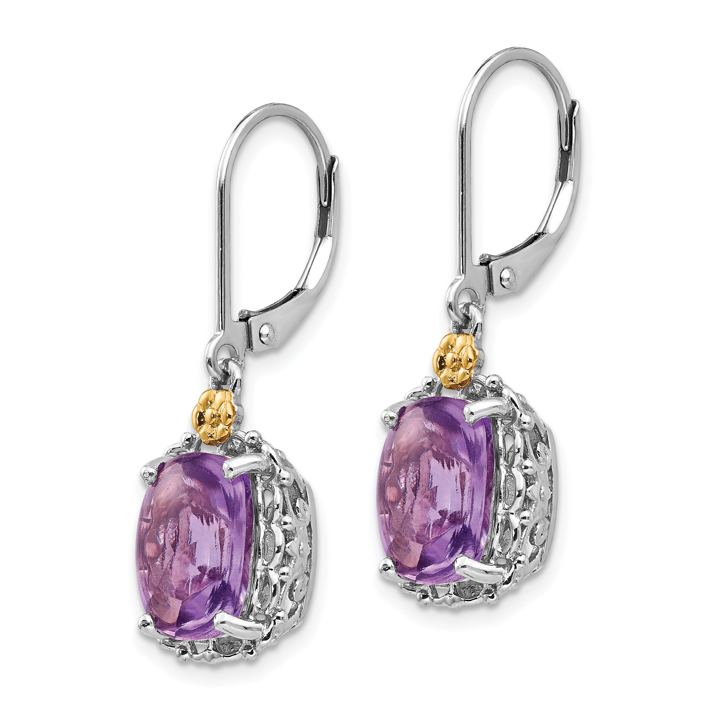 Sophia Jewelers 925 Silver 14K Gold Accent Amethyst Dangle Earrings Secondary image