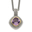 Shey Couture Sterling Silver with 14K Accent 18 Inch Antiqued Cushion Bezel Amethyst Necklace