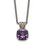 Shey Couture Sterling Silver with 14K Accent 18 Inch Antiqued Cushion Checkerboard Amethyst Necklace
