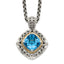 Shey Couture Sterling Silver with 14K Accent 18 Inch Antiqued Cushion Blue Topaz Necklace