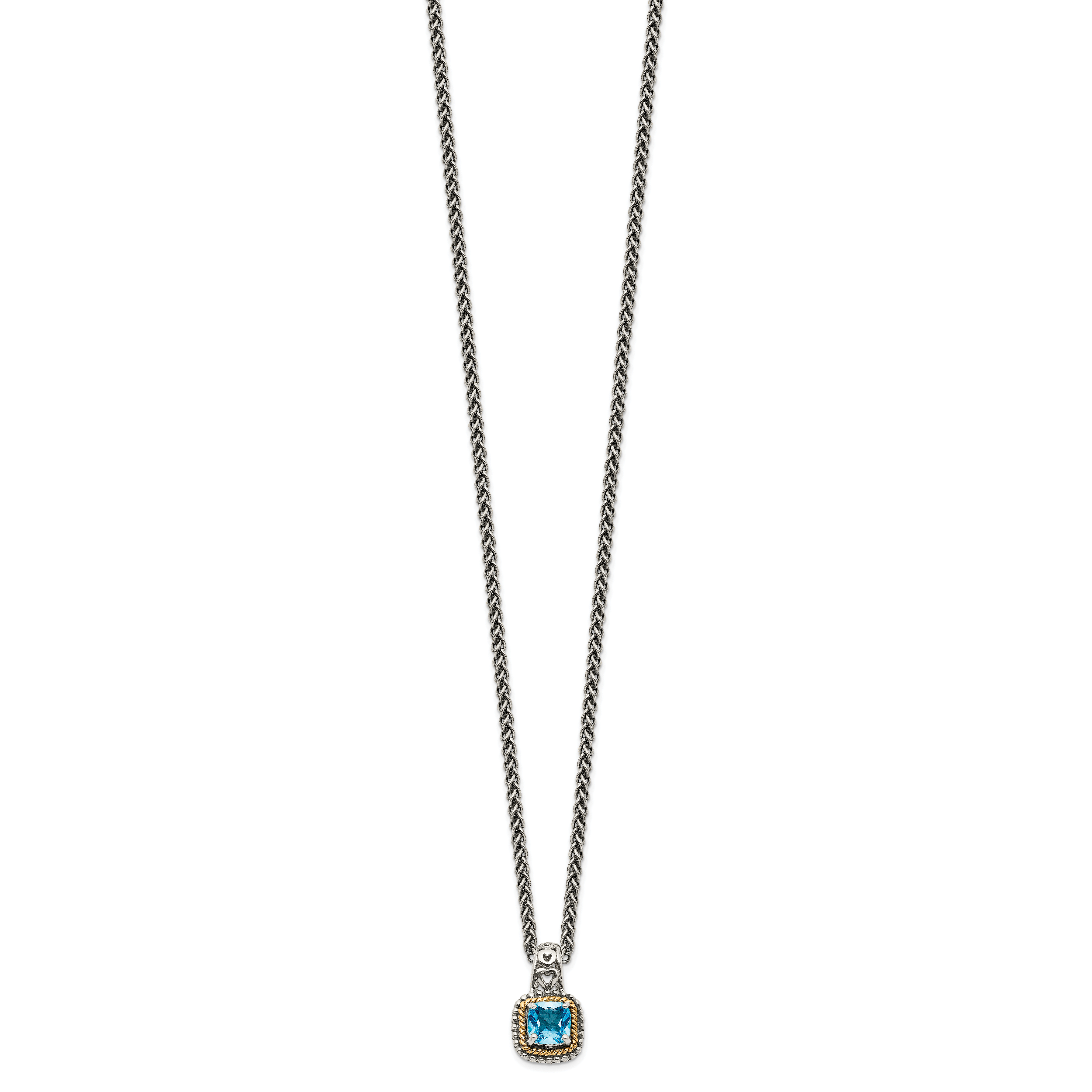 Shey Couture Sterling Silver with 14K Accent 18 Inch Antiqued Cushion Blue Topaz Necklace Secondary image