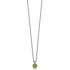 Shey Couture Sterling Silver with 14K Accent 18 Inch Antiqued Oval Bezel Peridot Necklace