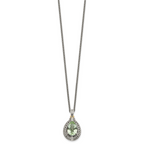 Shey Couture Sterling Silver with 14K Accent 18 Inch Antiqued Diamond and Pear Shaped Green Quartz Necklace