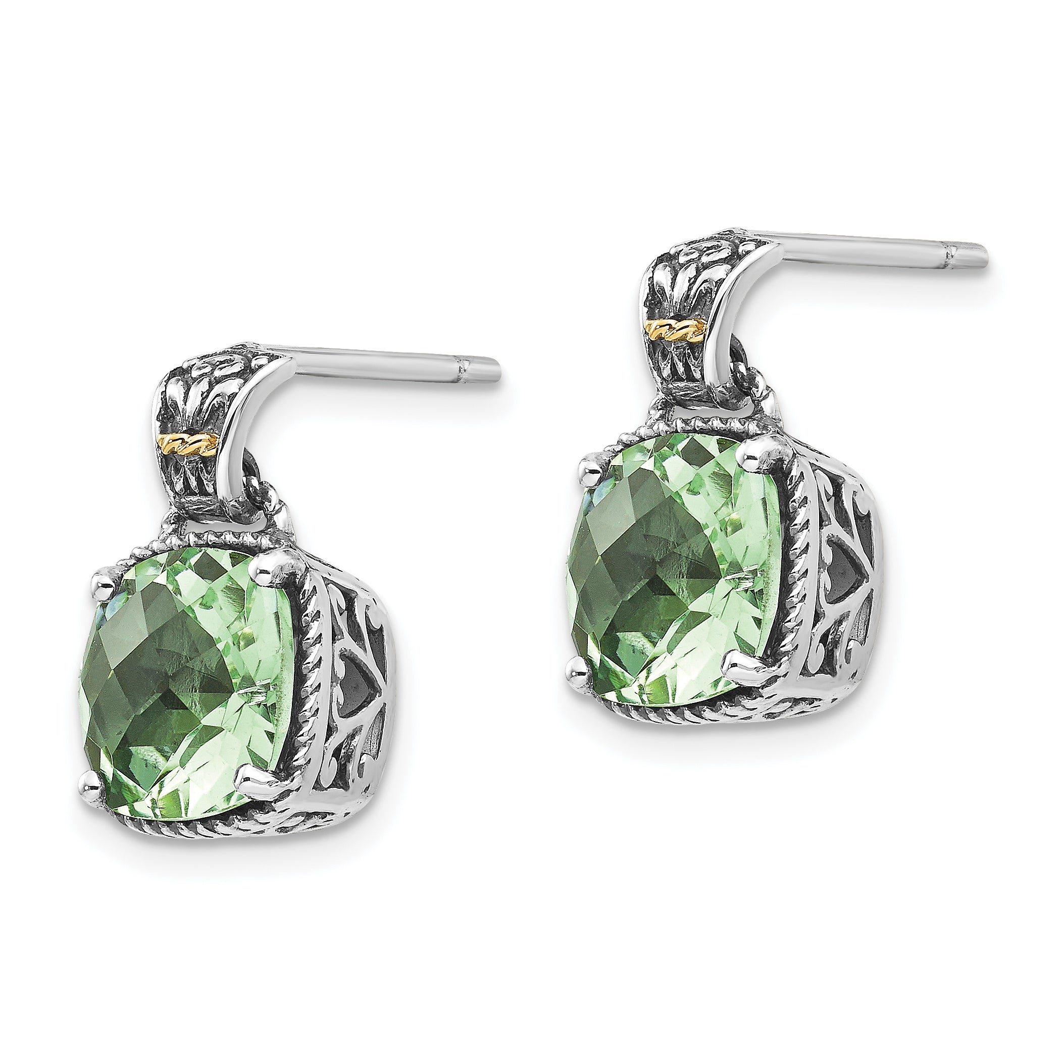 Shey Couture Sterling Silver 14K Gold Prasiolite Dangle Earrings Secondary image