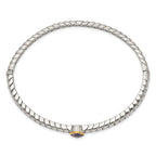 Sophia Jewelers Sterling Silver Bangle with 14K Gold Accent & Amethyst